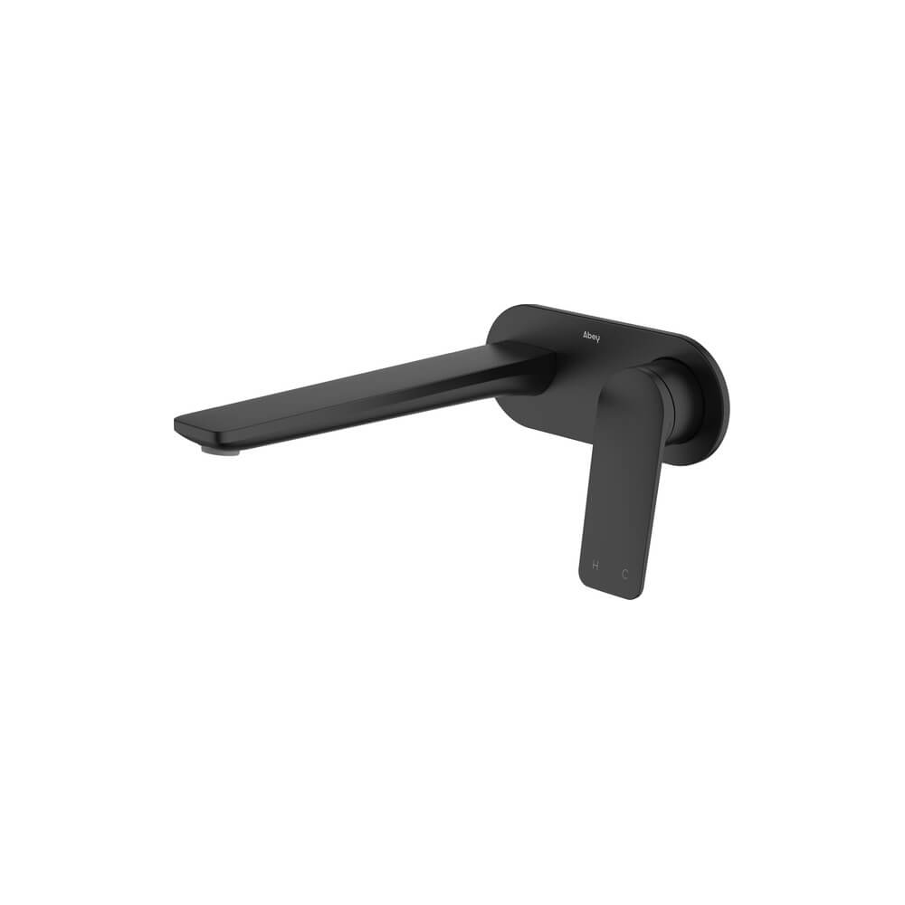 Vela Basin/Bath Set with 220mm Wall Spout in Black - One cover plate
