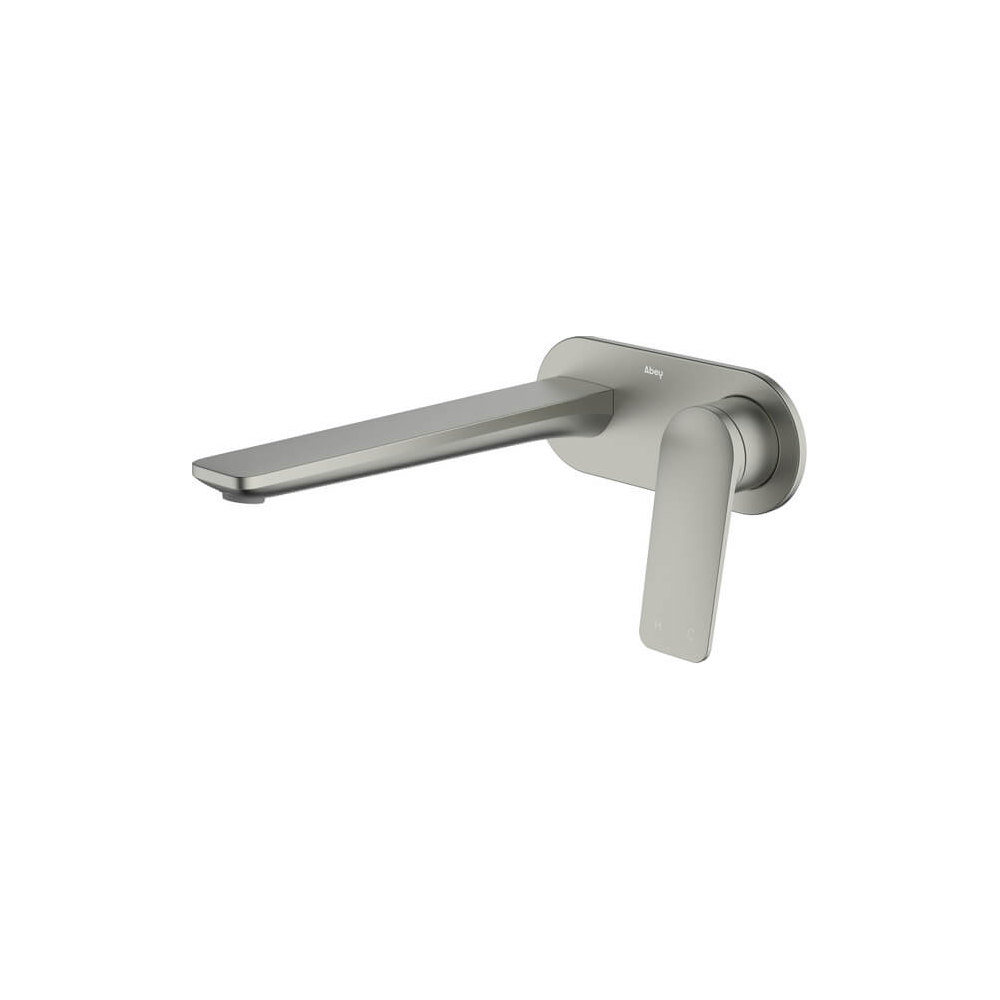 Vela Basin/Bath Set with 220mm Wall Spout in Brushed Nickel - One cover plate