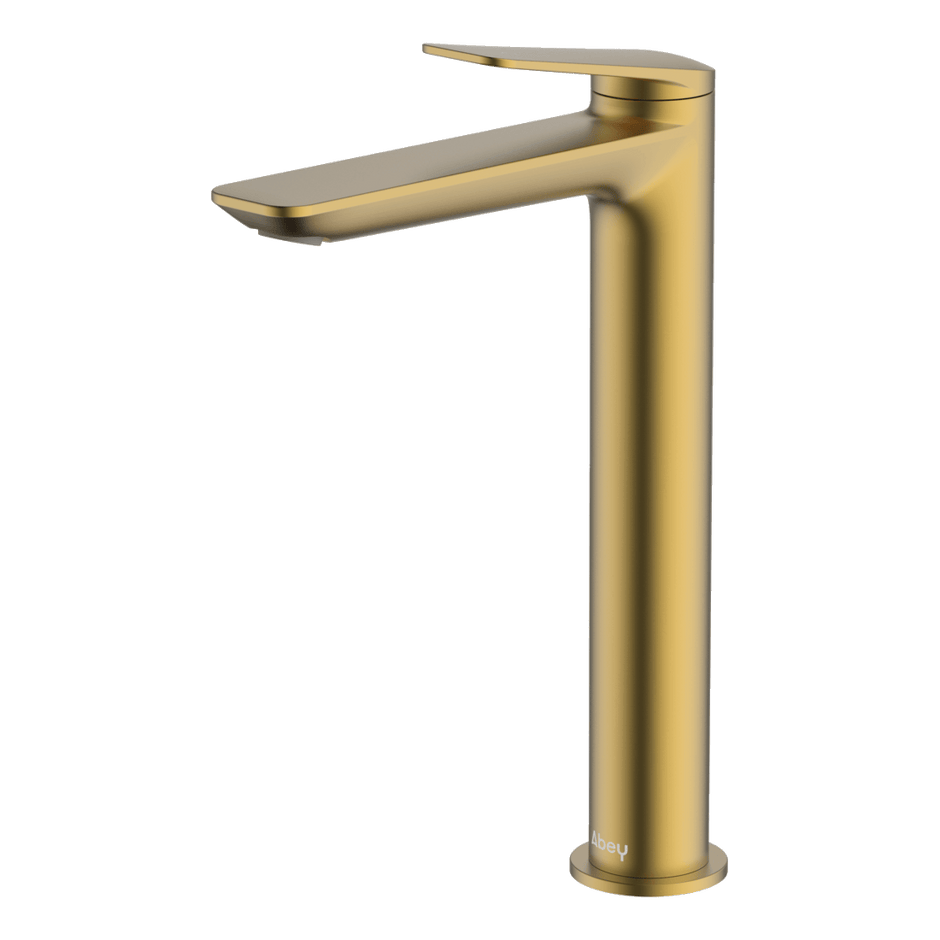 Vela High Basin Mixer in Brushed Brass