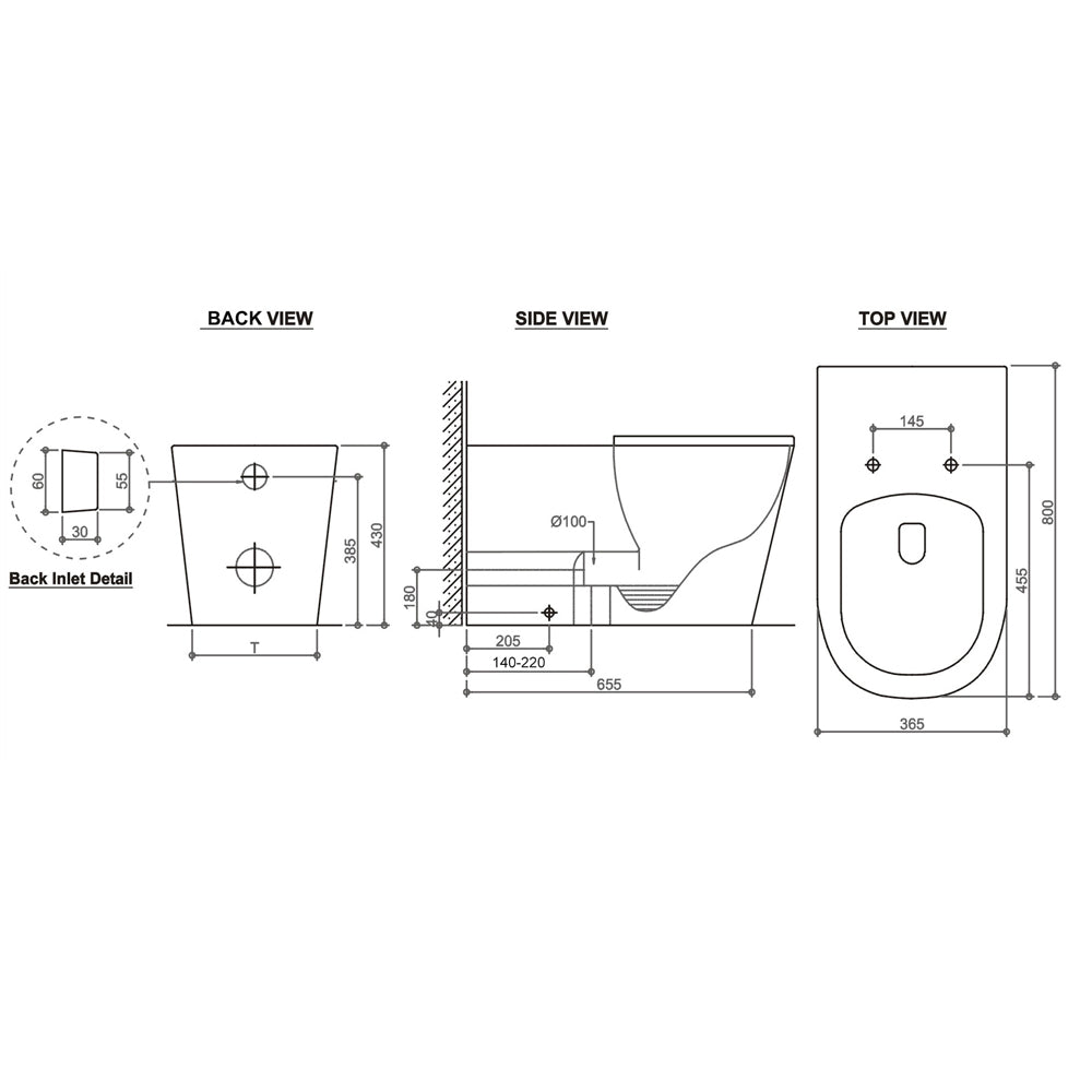Zenmo Supercare Toilet Pan with In-Wall Button
