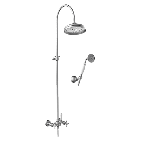 Provincial Twin Overhead Shower with Hand Shower in Brushed Nickel
