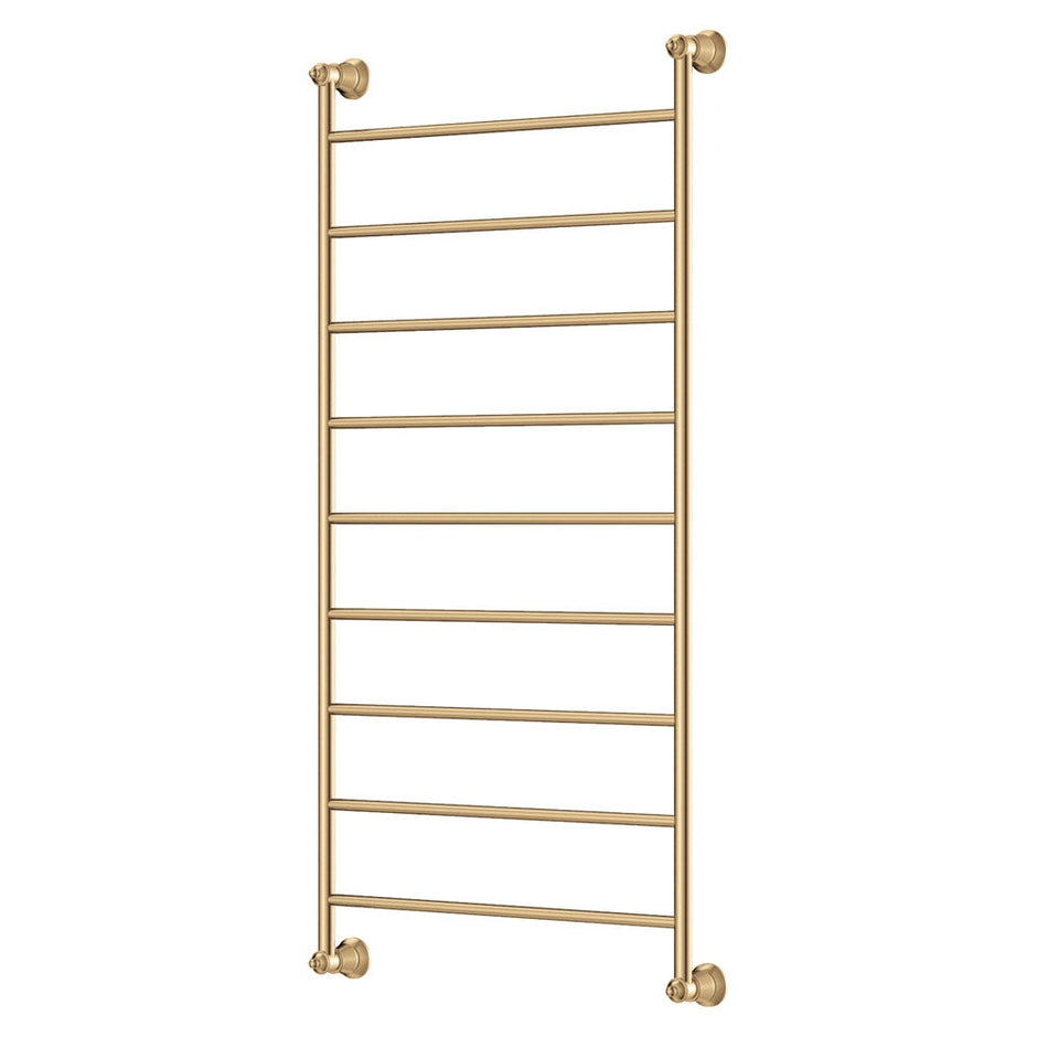 Lillian Heated Towel Rail, 600 x 1200mm in Urban Brass