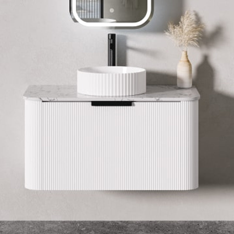 Zenmo Piaza Wall Hung Vanity 900mm Calacatta Look Stone Top (basin not included)