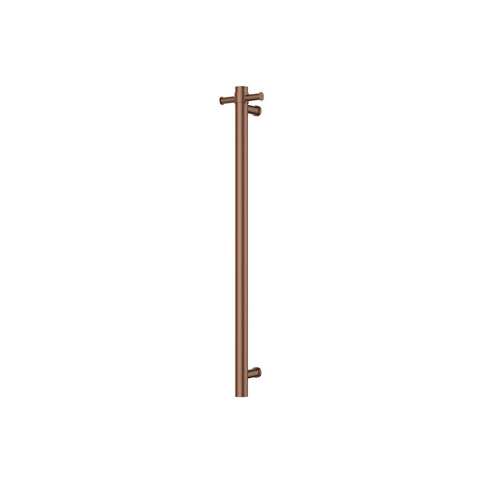 Isabella Vertical Heated Towel Rail, 100 x 900mm in Brushed Copper