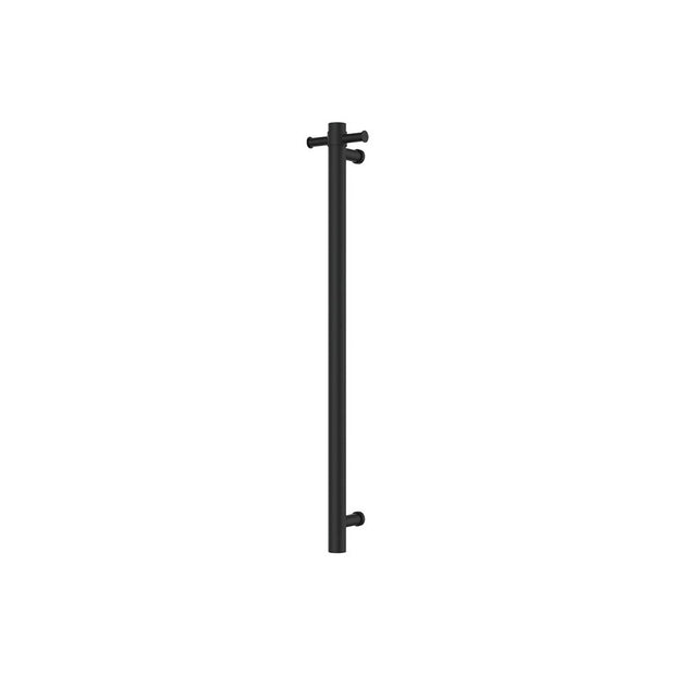 Isabella Vertical Heated Towel Rail, 100 x 900mm in Matte Black