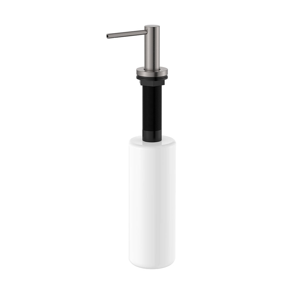 Kaya Bench Mounted Soap Dispenser in Gun Metal