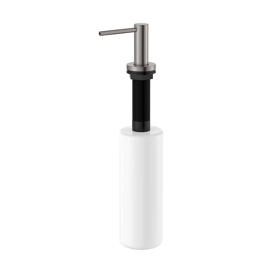 Kaya Bench Mounted Soap Dispenser in Gun Metal