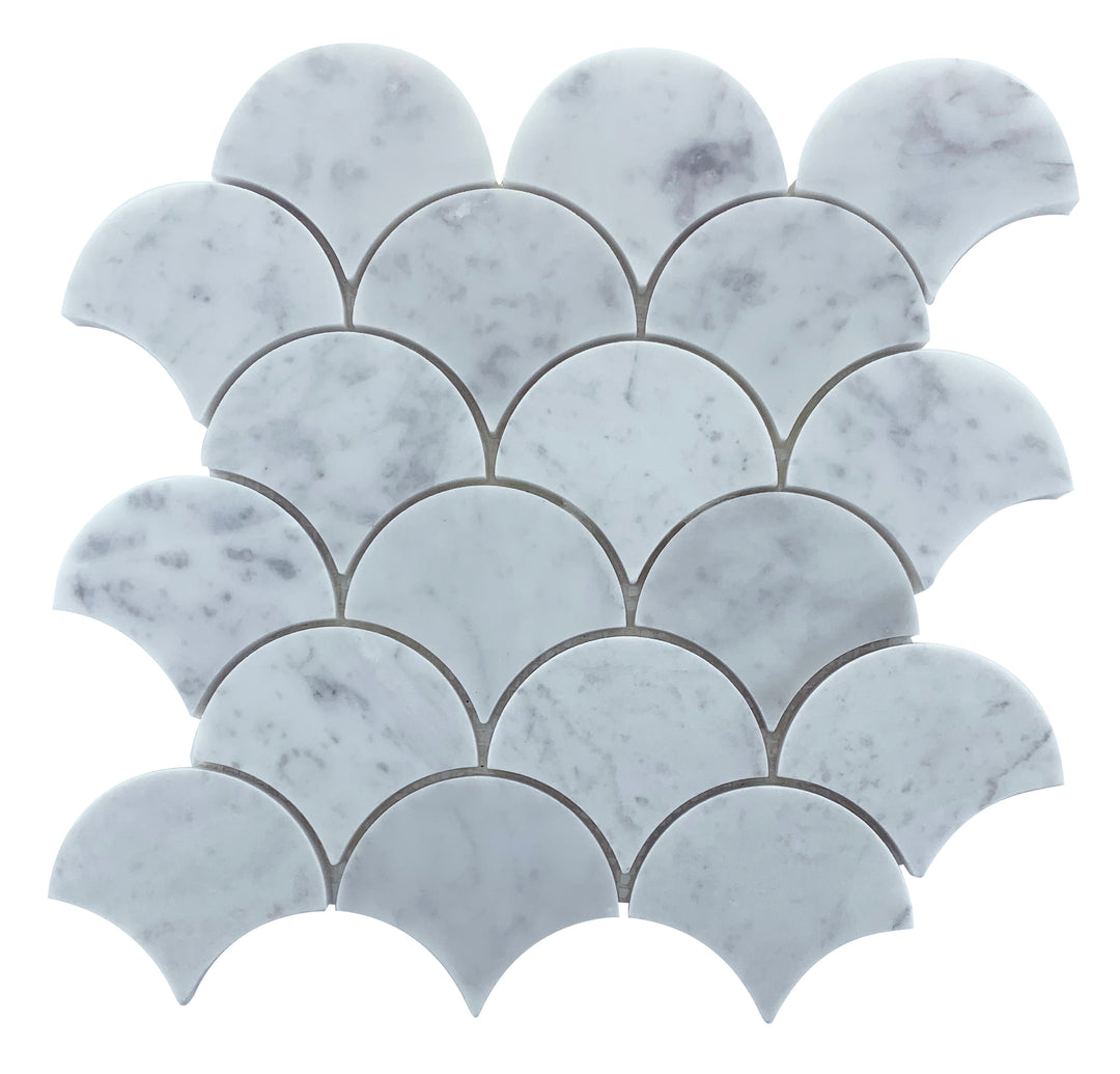 FISHSCALE CARRARA HONED CHIP SIZE 69X78X7MM SHEET SIZE 235X225 - FISHSCALE CARRARA HONED -10