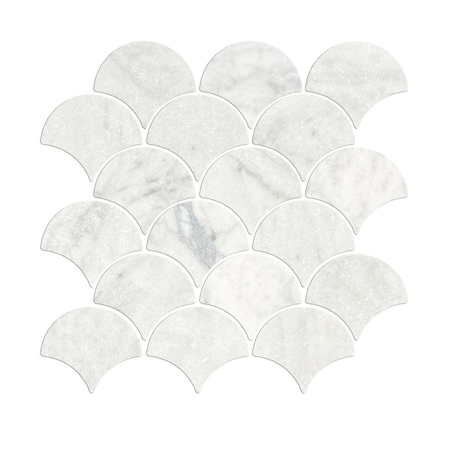 FISH SCALE CARRARA TUMBLED CHIP SIZE 69x78x7 SHEET SIZE 235x225 - FISHSCALE CARRARA TUMBLED -07