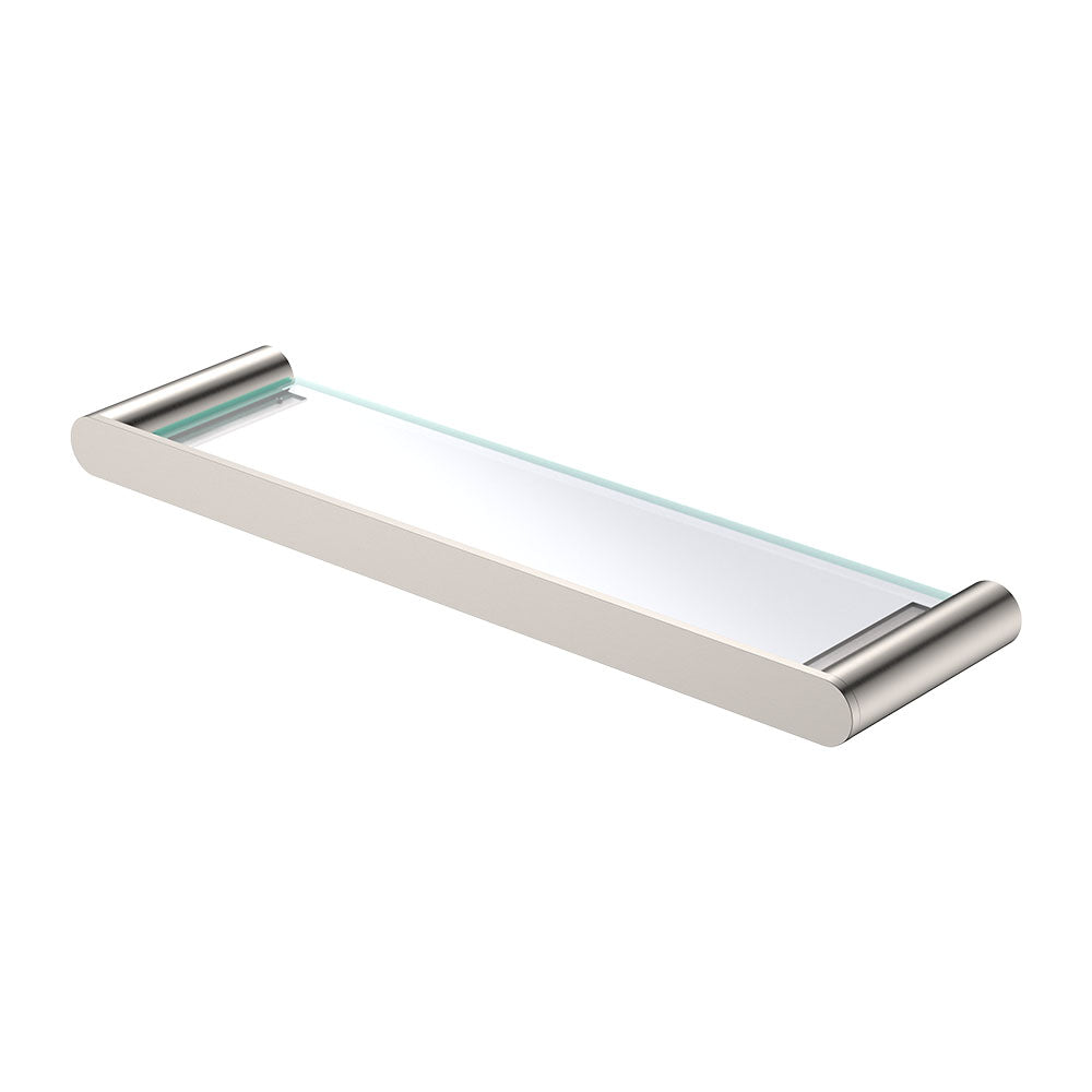 Empire Slim Glass Shelf in Brushed Nickel
