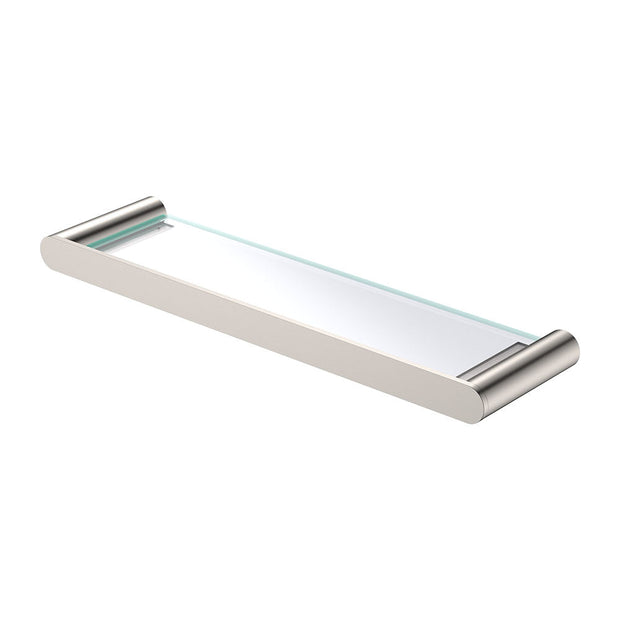Empire Slim Glass Shelf in Brushed Nickel