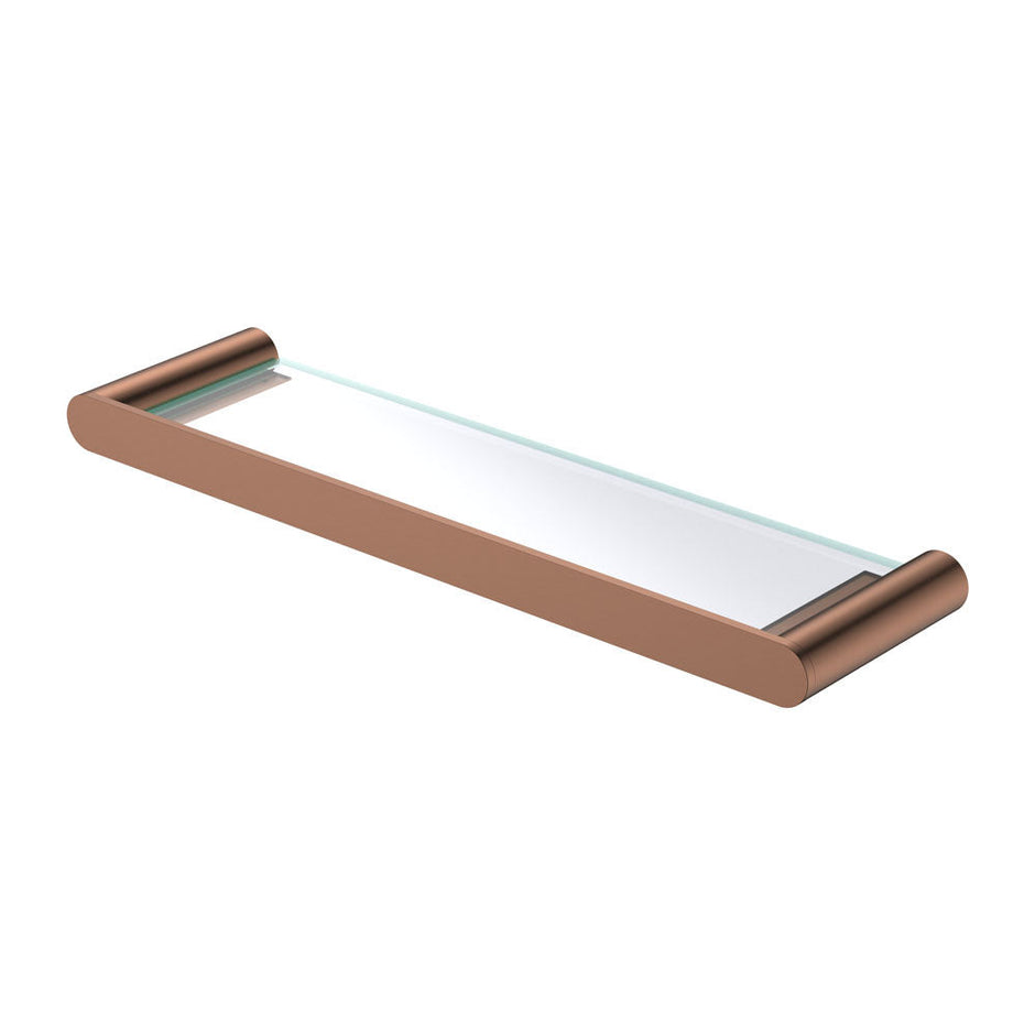 Empire Slim Glass Shelf in Brushed Copper