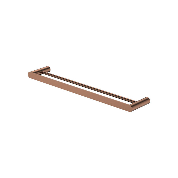 Empire Slim Double Towel Rail, 600mm in Brushed Copper