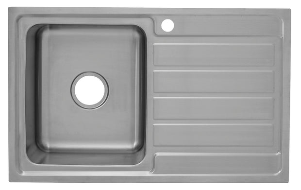 Ikon Seto Single Bowl Single Drainer Sink 860mm Left Hand Bowl in Stainless Steel