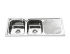 Zenmo Dante Square Double Bowl Sink with Tap Hole and Drainer in Stainless Steel