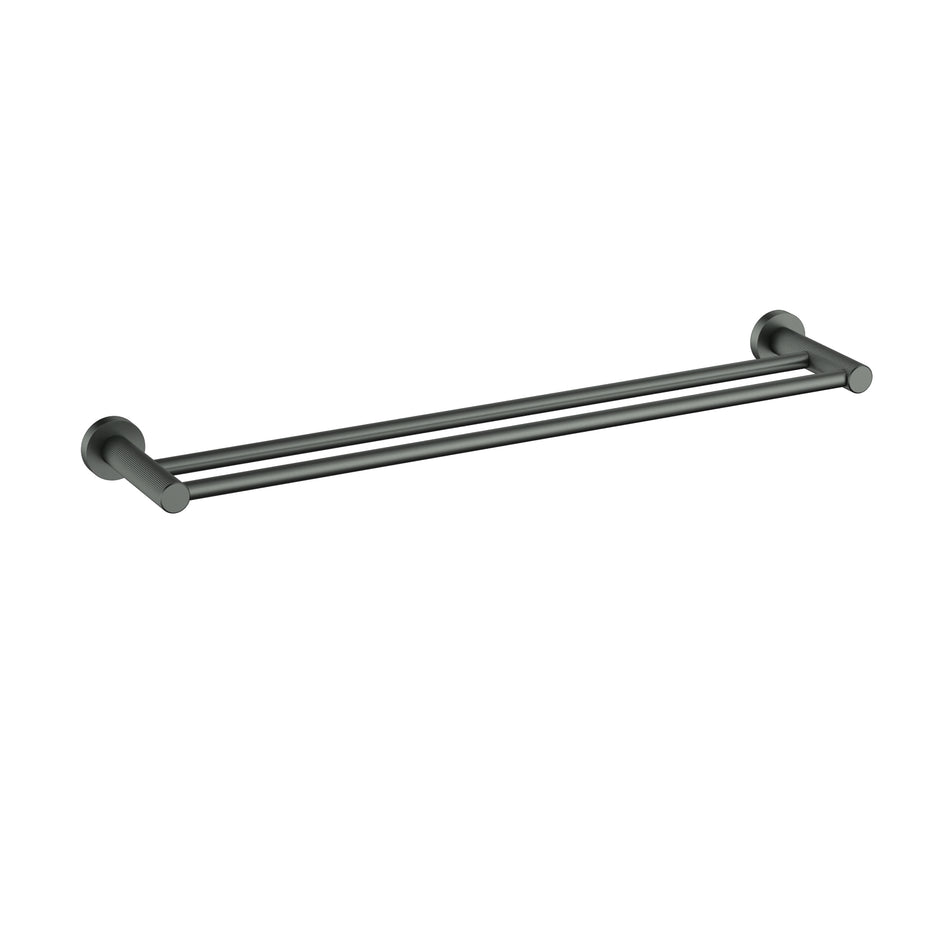 Ikon Linie Double Towel Rail 600mm in Gun Metal