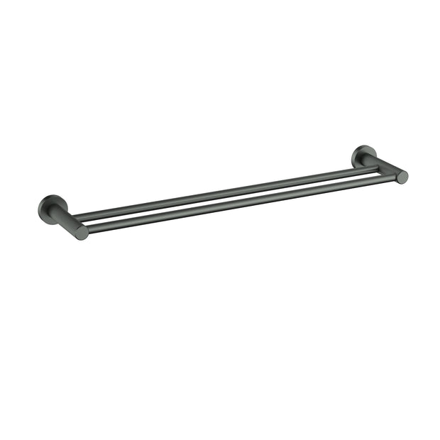 Ikon Linie Double Towel Rail 600mm in Gun Metal