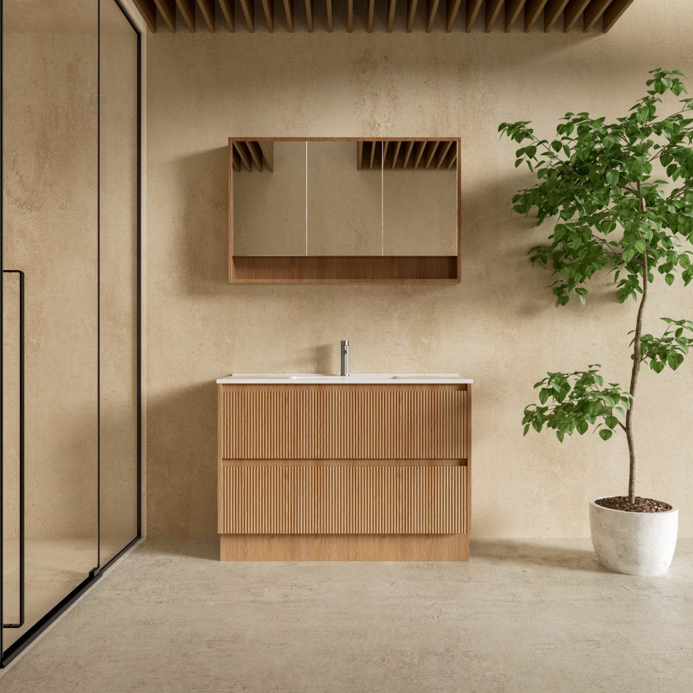 Zenmo Sorrento Floor Standing Vanity 1200mm White Stone Top (basin not included)