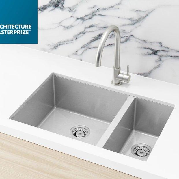 Lavello Kitchen Sink - One & Half Bowl 670 x 440 - PVD Brushed Nickel