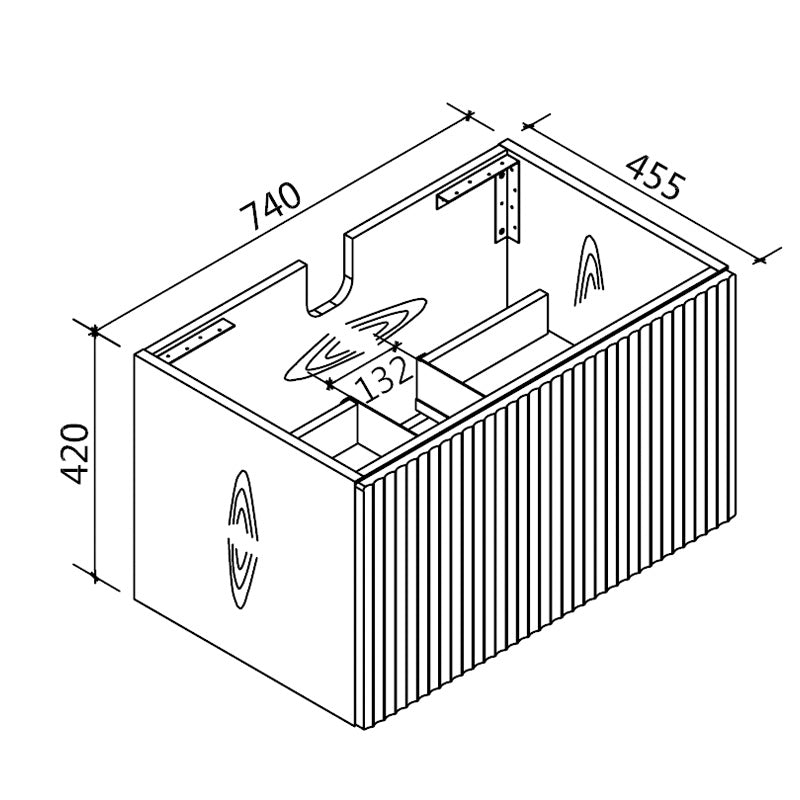 Zenmo Vivo Wall Hung Vanity 750mm line drawing