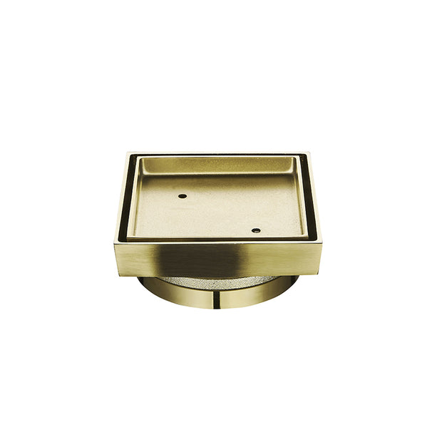 Zenmo Tile Insert Shower Grate 115mm in Brushed Brass