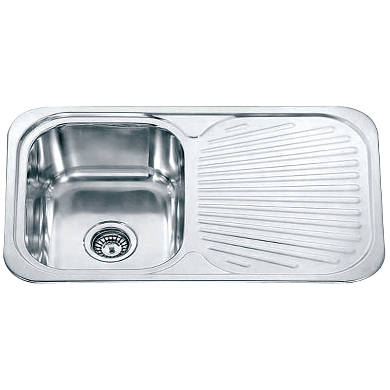 Zenmo Dante Single Bowl Sink with Tap Hole and Drainer in Stainless Steel