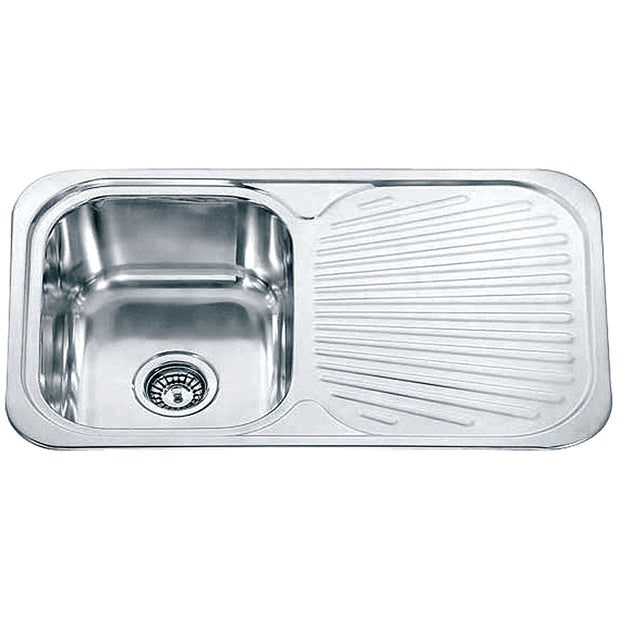 Zenmo Dante Single Bowl Sink with Tap Hole and Drainer in Stainless Steel