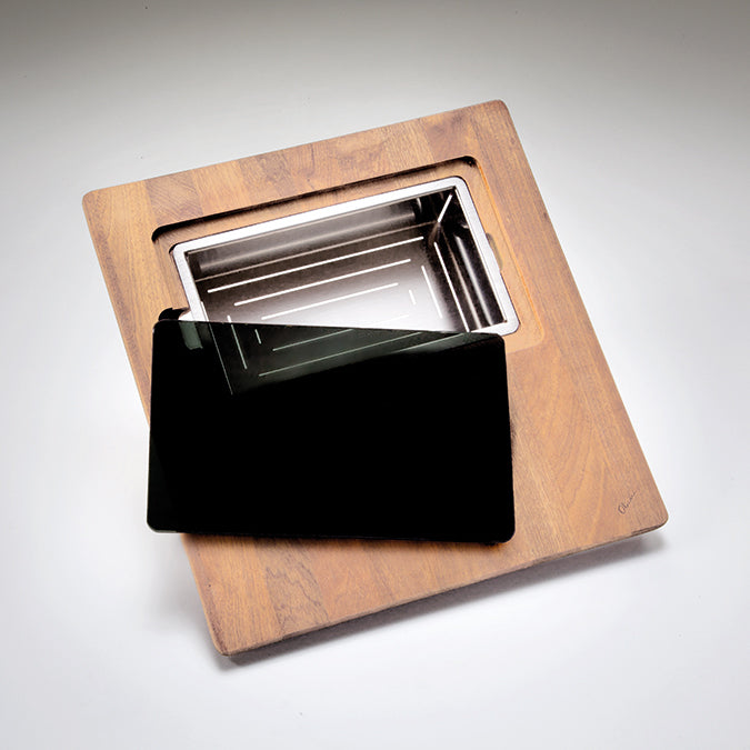 Professional Series Bamboo Chopping Board with Stainless Steel Bowl and Colander