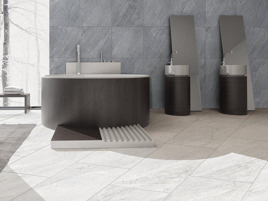 Agathos Grey Grip Porcelain Tiles in a room setting