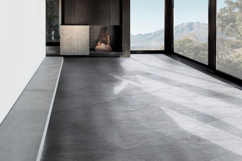 Agathos Grey Grip Porcelain Tiles in a room setting
