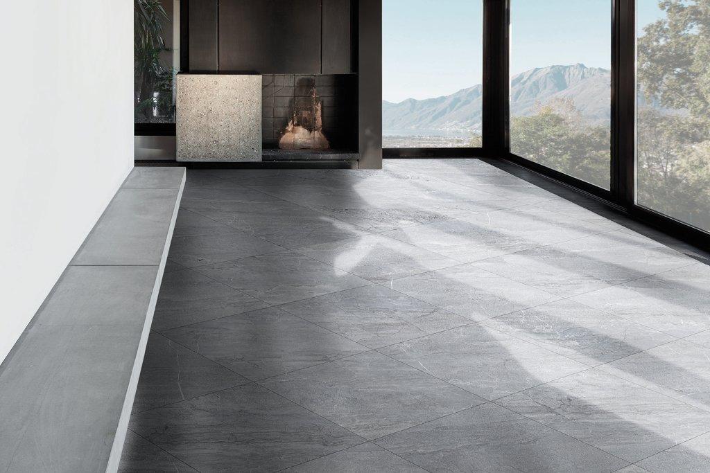 Agathos Grey Grip Porcelain Tiles in a room setting