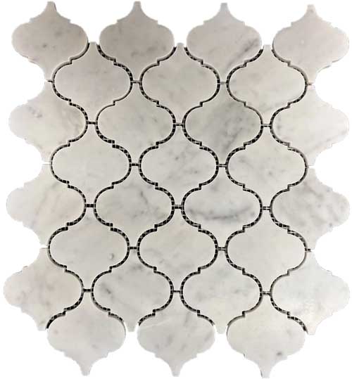 Arabesque Carrara Honed Marble Mosaic 305x327mm