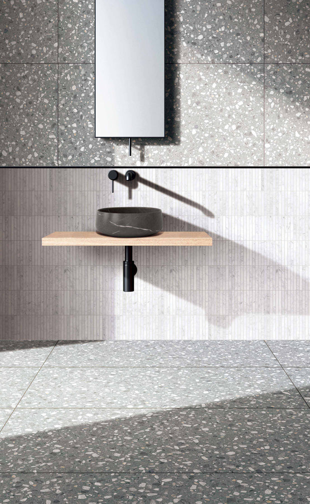 Agglo Rialto Terrazzo Look Porcelain Tiles in a room setting