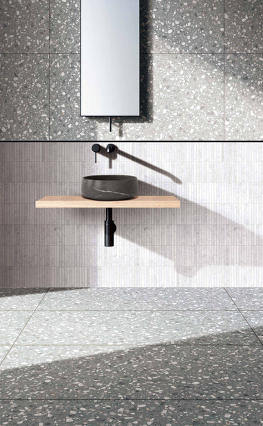 Agglo Rialto Terrazzo Look Porcelain Tiles in a room setting