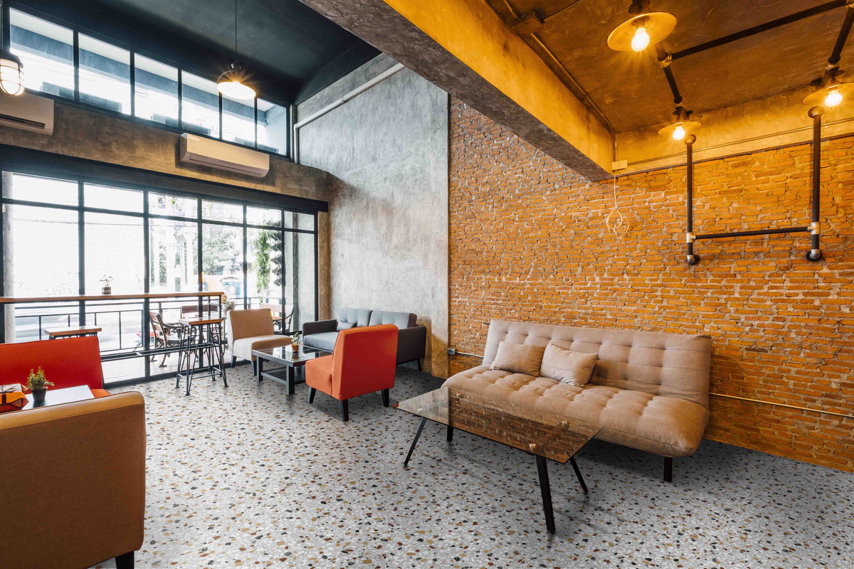 Agglo Murano Terrazzo Look Porcelain Tiles in a room setting