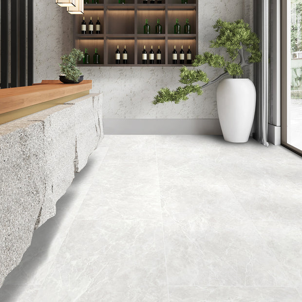 Alpine Glacier Stone Look Porcelain Tiles in a room setting