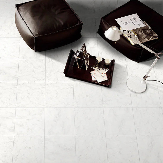 Arabescato Grey Matt Ceramic Tiles in a room setting