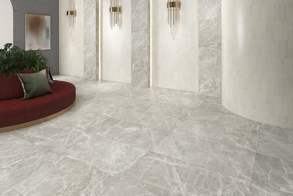 Ashora Honed Natural Stone Tiles in a room setting