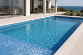 Shimmer Azul Pool Glass Mosaic in a room setting