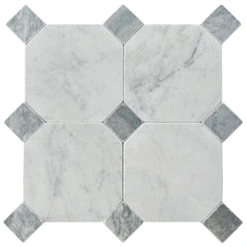 Bardiglio Square Tumbled Marble Mosaic 45x45mm