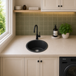 Sierra Composite Round Kitchen Sink in Matt Black