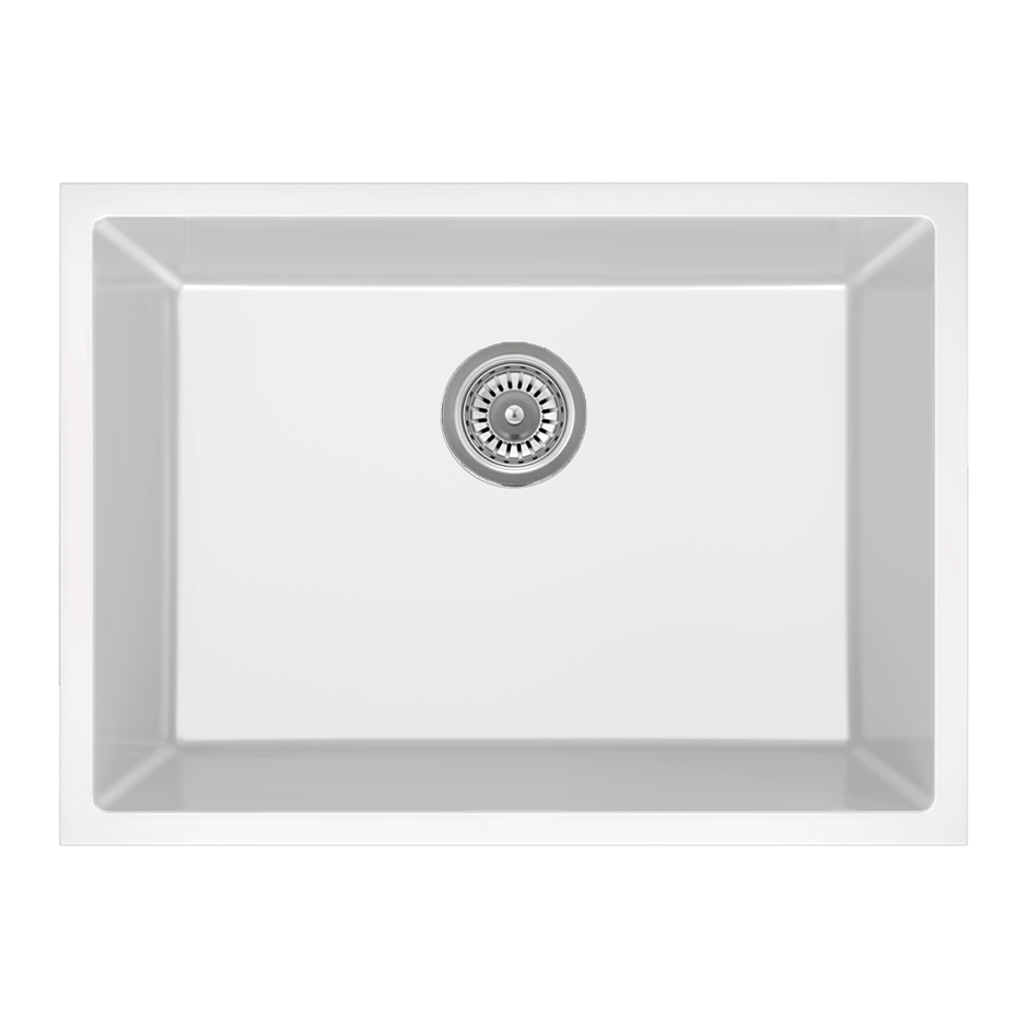 Sierra Composite Single Bowl Kitchen Sink in Matt White