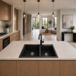 Sierra Composite Double Bowl Kitchen Sink in Matt Black