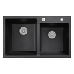 Sierra Composite Double Bowl Kitchen Sink in Matt Black