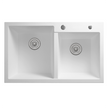 Sierra Composite Double Bowl Kitchen Sink in Matt White