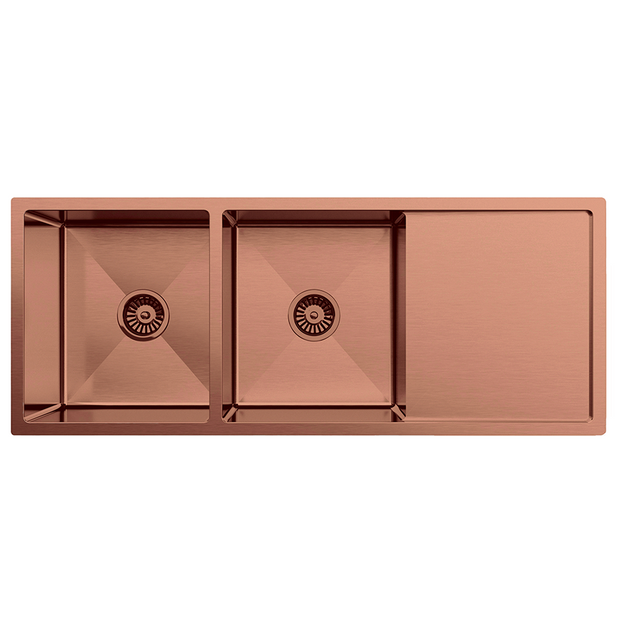 Atlas Handmade Double Bowl with Drainer Kitchen Sink in Copper
