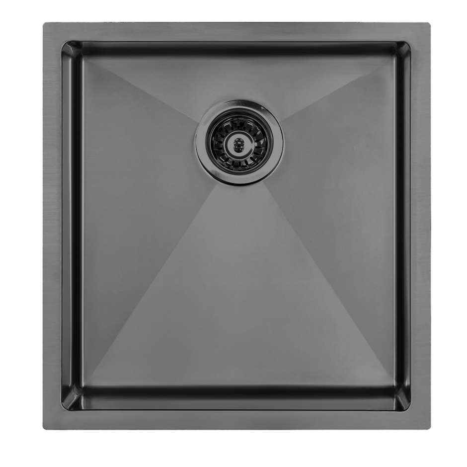 Atlas Handmade Single Bowl Kitchen Sink in Gunmetal Black 450 x 450 x 250mm