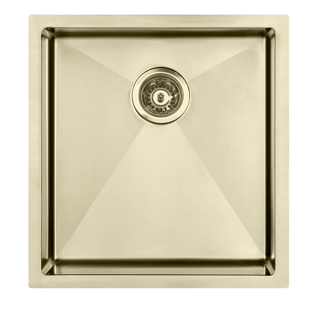 Atlas Handmade Single Bowl Kitchen Sink in Brushed Gold 450 x 450 x 250mm