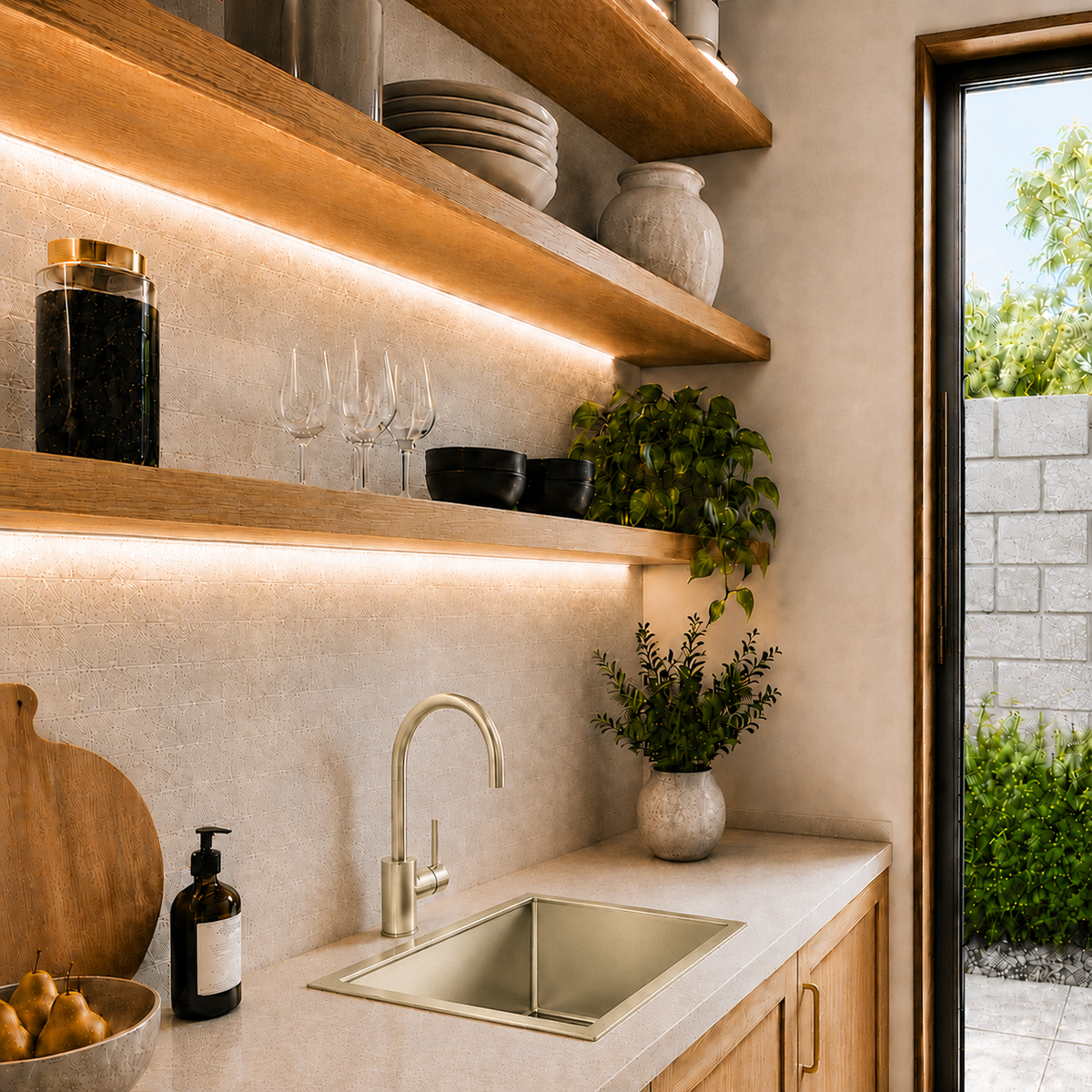 Atlas Handmade Single Bowl Kitchen Sink in Brushed Gold 450 x 450 x 250mm