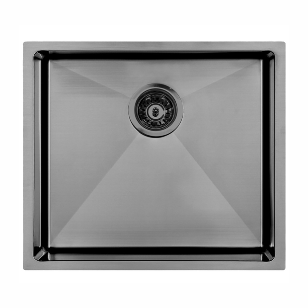 Atlas Handmade Single Bowl Kitchen Sink in Gunmetal Black 550 x 450 x 250mm